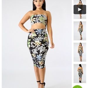 Two Piece Floral Skirt Set NWOT